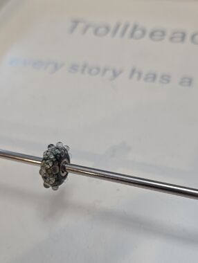 Trollbeads Glass Bead  Charm in Pale Green and Black